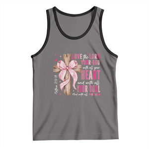 Christian Religious God Tank Top Love The Lord Your God With All Your Heart Bible Valentine's Day TS11 Deep Heather Black Print Your Wear
