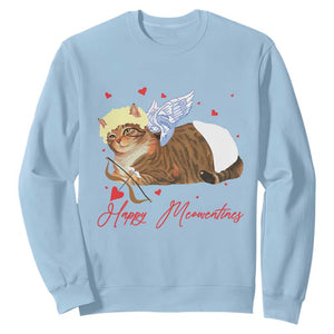 Funny Valentine's Day Cupid Cat Sweatshirt Happy Meowentines TS11 Light Blue Print Your Wear