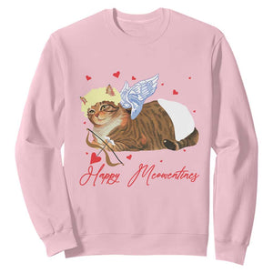 Funny Valentine's Day Cupid Cat Sweatshirt Happy Meowentines TS11 Light Pink Print Your Wear