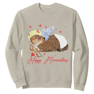 Funny Valentine's Day Cupid Cat Sweatshirt Happy Meowentines TS11 Sand Print Your Wear