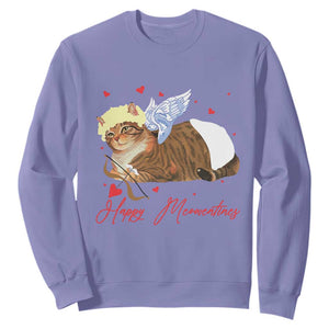 Funny Valentine's Day Cupid Cat Sweatshirt Happy Meowentines TS11 Violet Print Your Wear