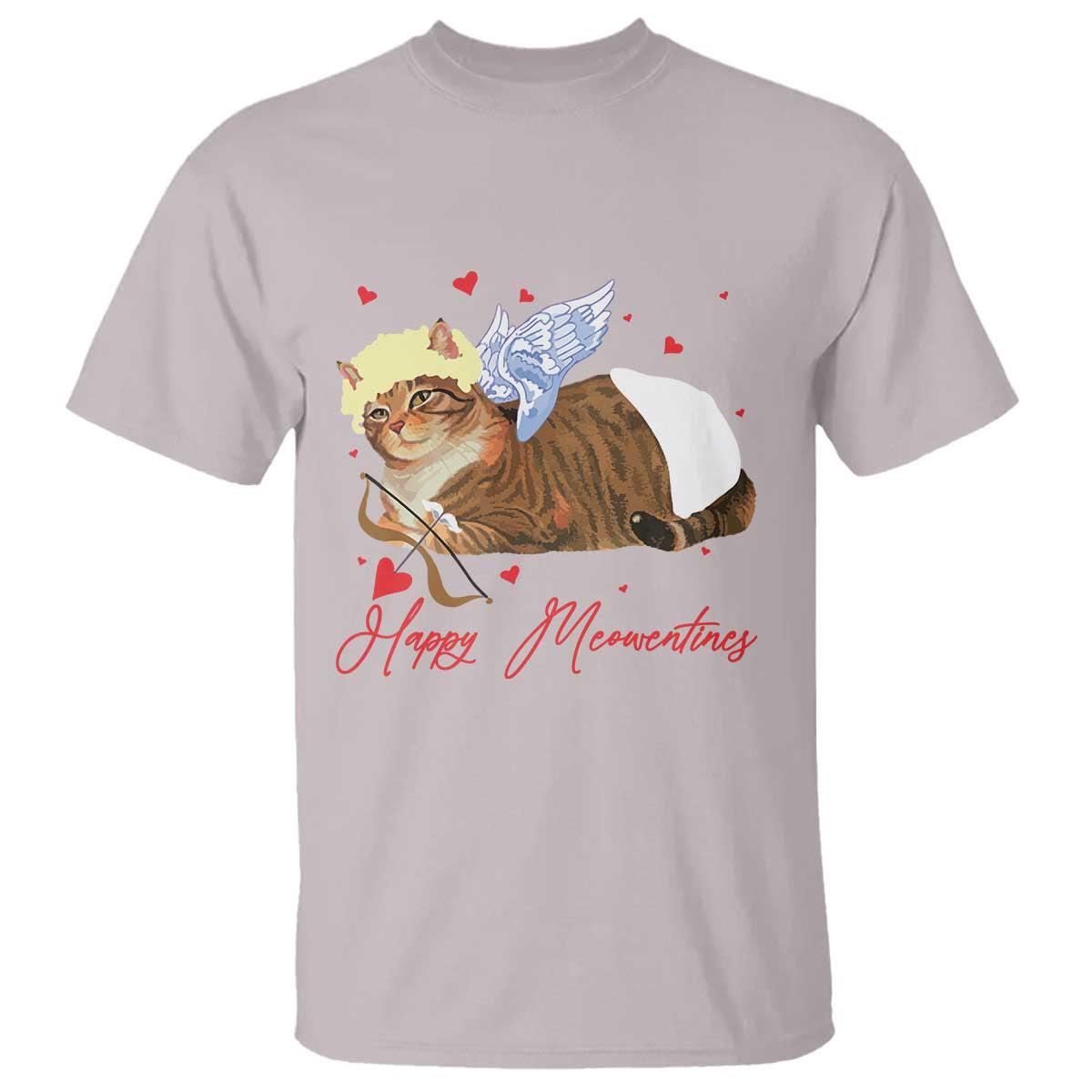 Funny Valentine's Day Cupid Cat T Shirt Happy Meowentines TS11 Ice Gray Print Your Wear