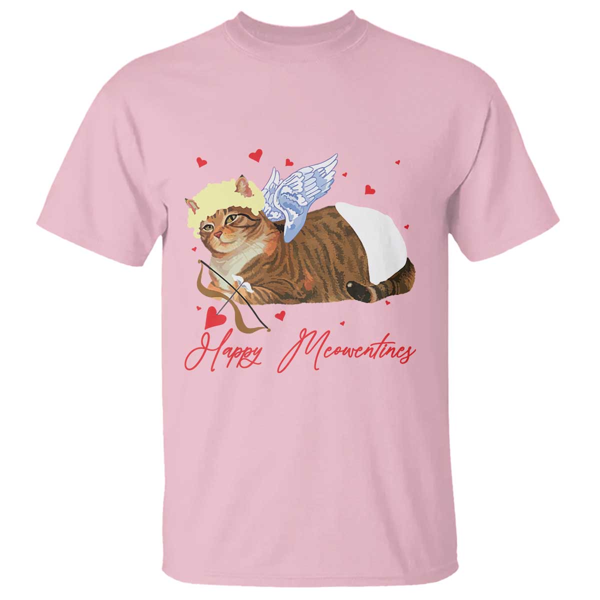 Funny Valentine's Day Cupid Cat T Shirt Happy Meowentines TS11 Light Pink Print Your Wear