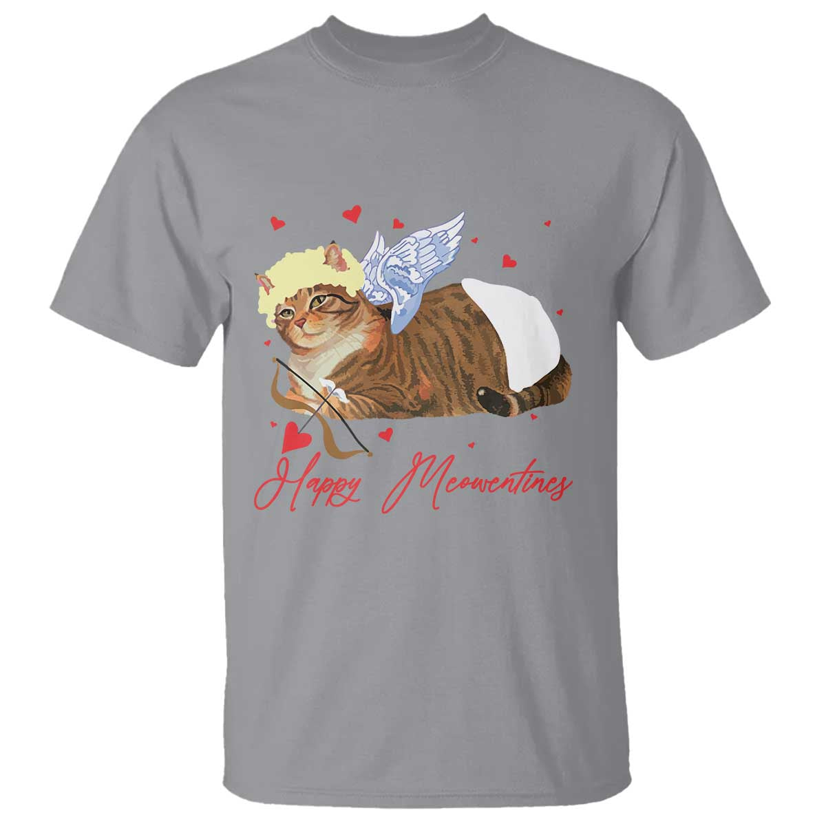 Funny Valentine's Day Cupid Cat T Shirt Happy Meowentines TS11 Sport Gray Print Your Wear