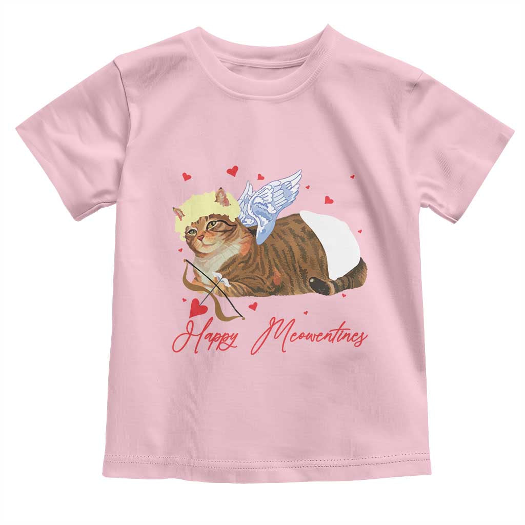 Funny Valentine's Day Cupid Cat Toddler T Shirt Happy Meowentines TS11 Light Pink Print Your Wear