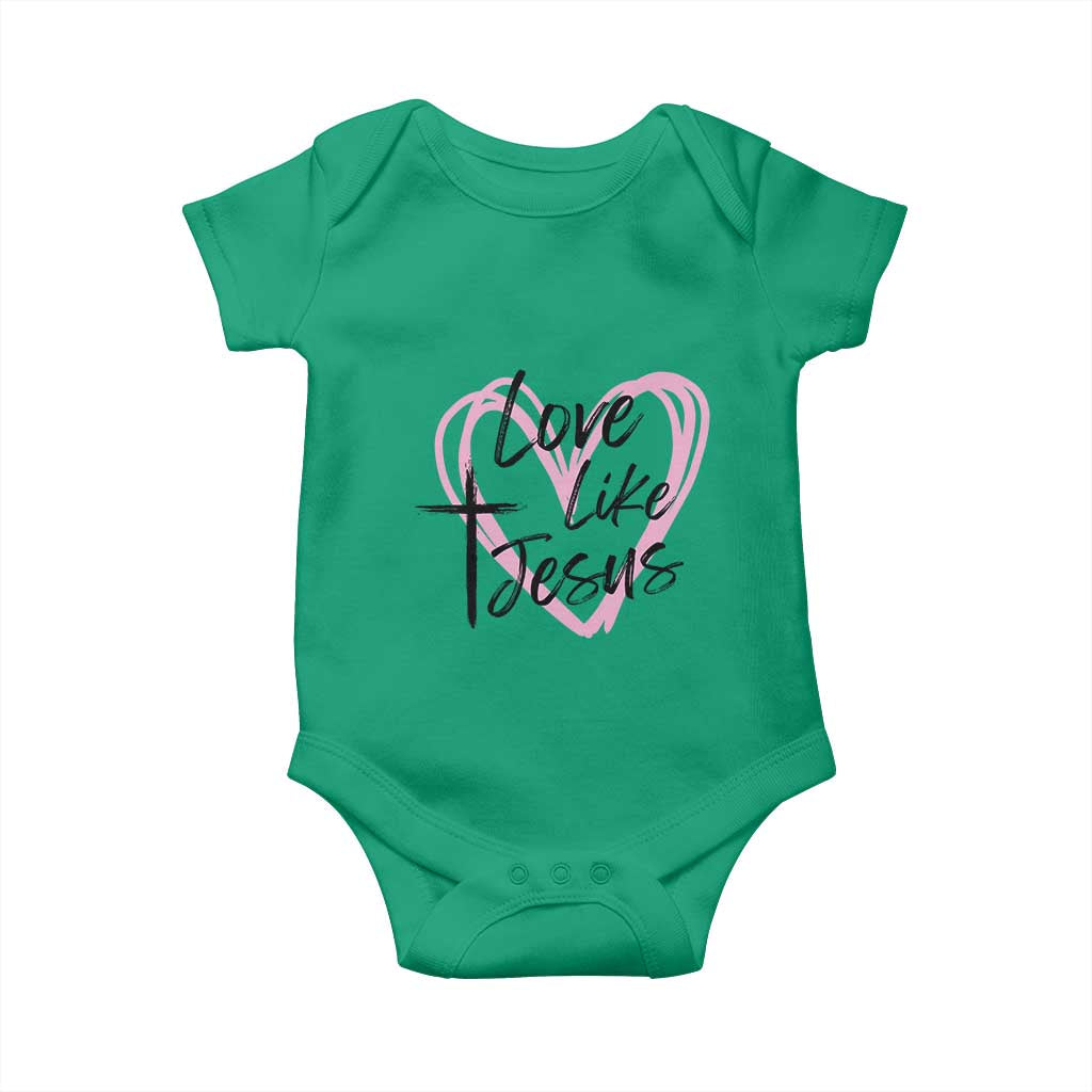 Love Like Jesus Baby Onesie Christian Religious God Valentine's Day Pink Heart TS11 Irish Green Print Your Wear