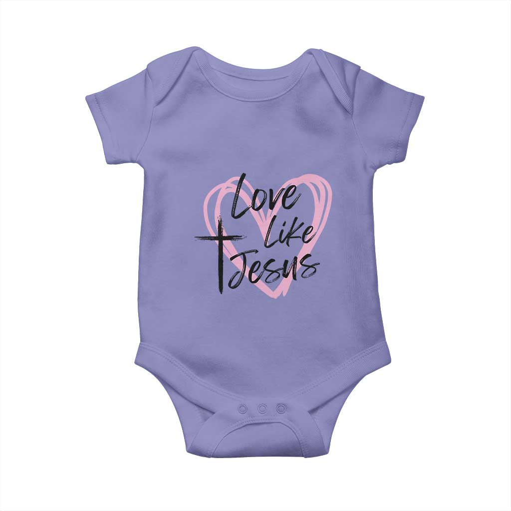 Love Like Jesus Baby Onesie Christian Religious God Valentine's Day Pink Heart TS11 Violet Print Your Wear