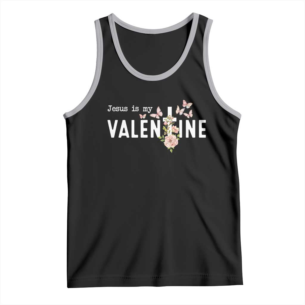 Christian Religious God Valentine's Day Tank Top Jesus Is My Valentine Rose Flowers TS11 Black Athletic Heather Print Your Wear