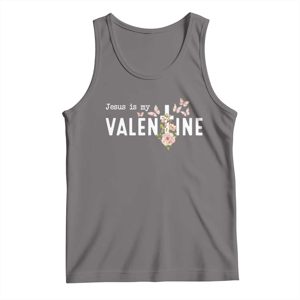 Christian Religious God Valentine's Day Tank Top Jesus Is My Valentine Rose Flowers TS11 Deep Heather Print Your Wear