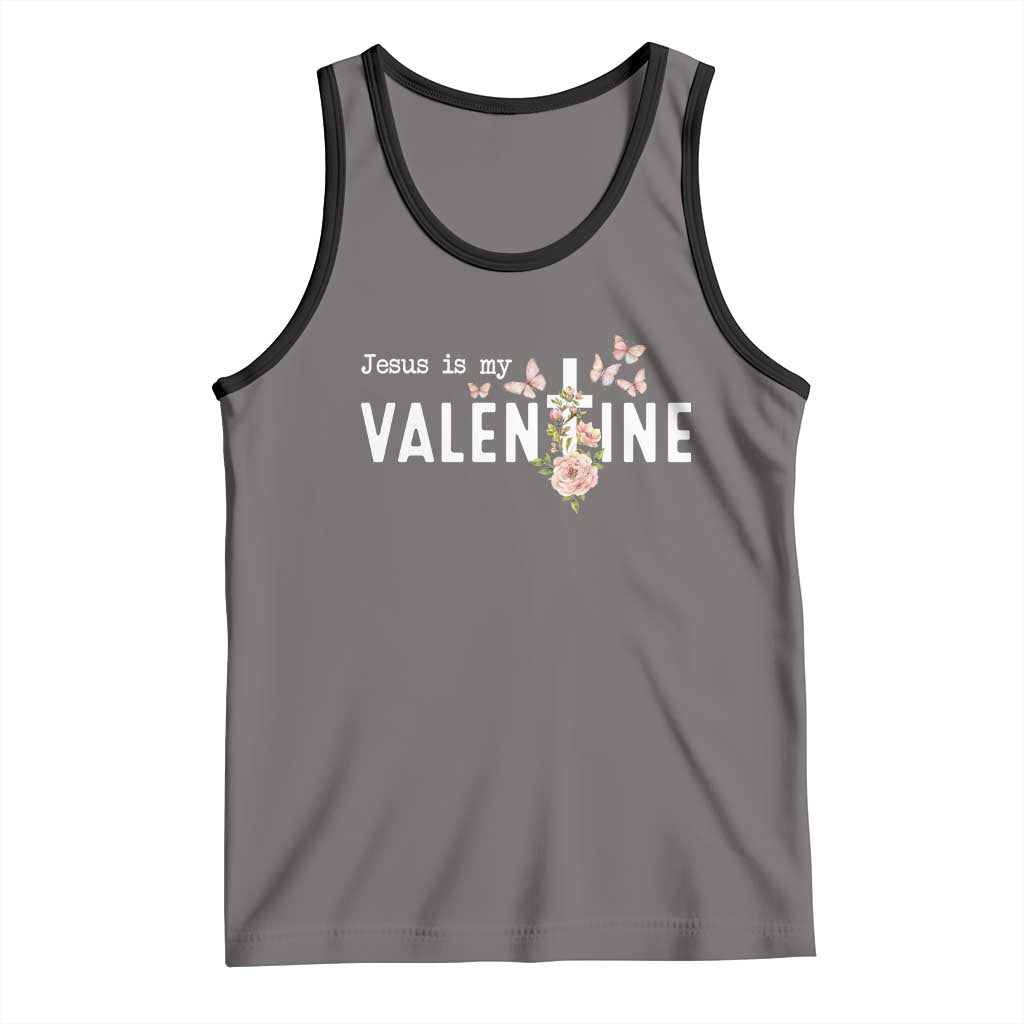 Christian Religious God Valentine's Day Tank Top Jesus Is My Valentine Rose Flowers TS11 Deep Heather Black Print Your Wear