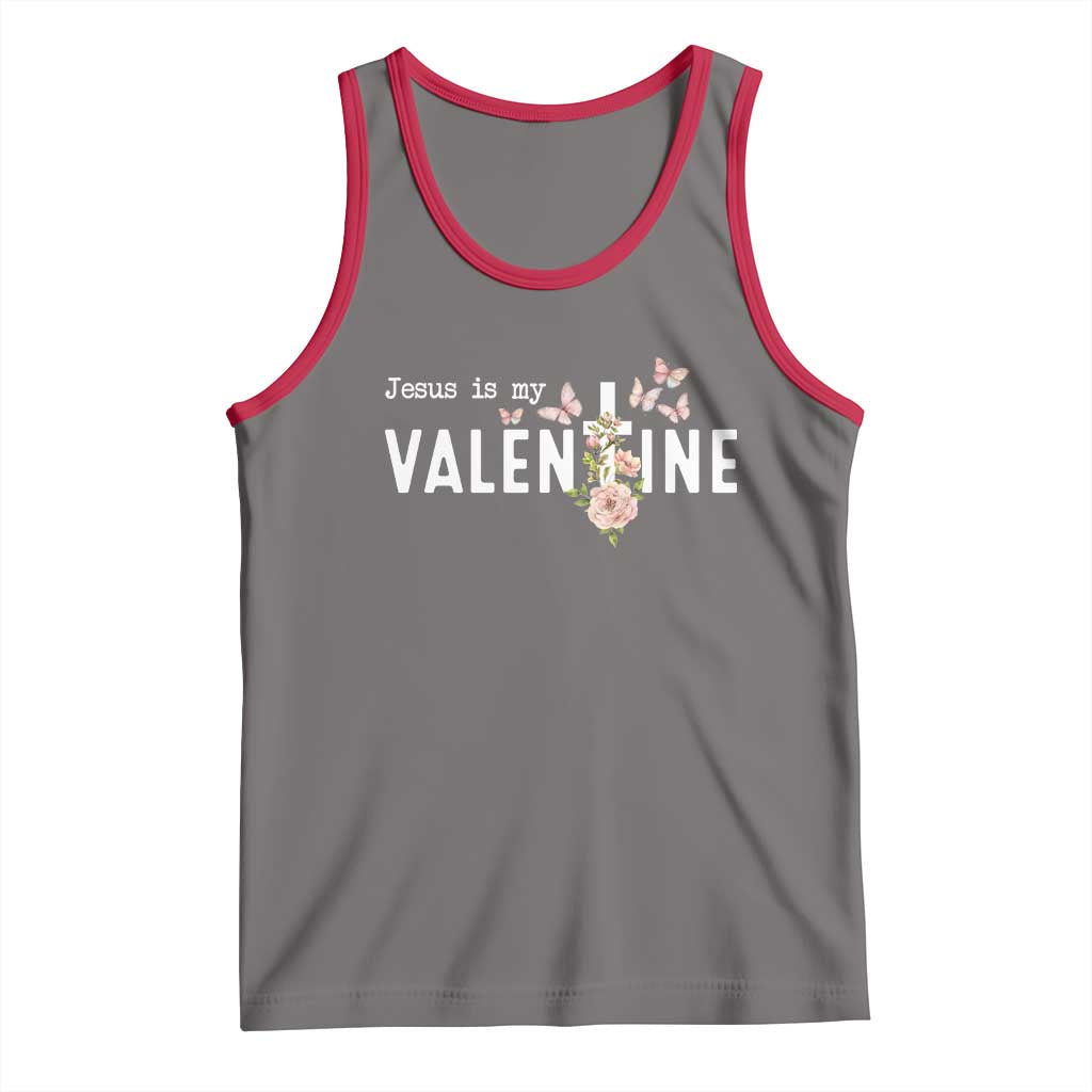 Christian Religious God Valentine's Day Tank Top Jesus Is My Valentine Rose Flowers TS11 Deep Heather Red Print Your Wear