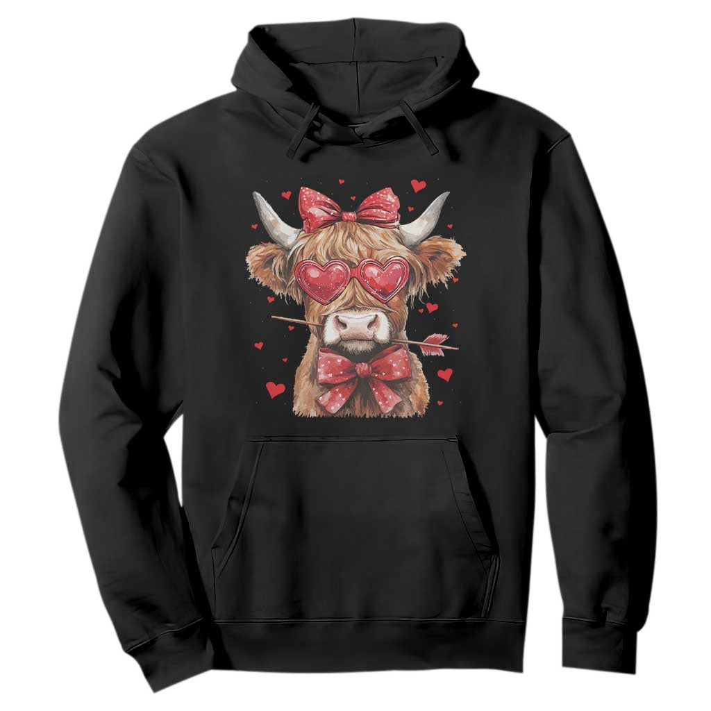 Funny Western Highland Cow Farm Valentine Hoodie TS11 Black Print Your Wear