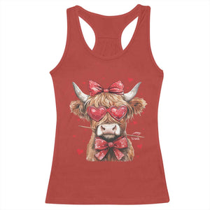 Funny Western Highland Cow Farm Valentine Racerback Tank Top TS11 Red Print Your Wear