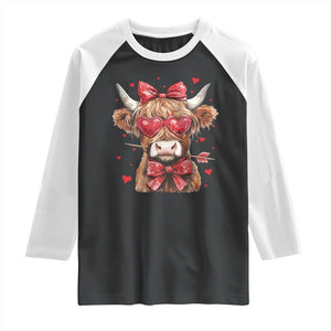 Funny Western Highland Cow Farm Valentine Raglan Shirt TS11 Black White Print Your Wear