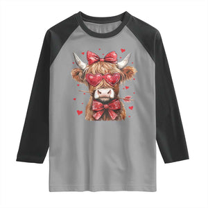 Funny Western Highland Cow Farm Valentine Raglan Shirt TS11 Sport Gray Black Print Your Wear