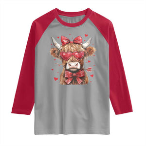 Funny Western Highland Cow Farm Valentine Raglan Shirt TS11 Sport Gray Red Print Your Wear