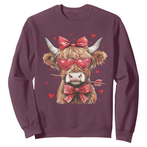 Funny Western Highland Cow Farm Valentine Sweatshirt TS11 Maroon Print Your Wear