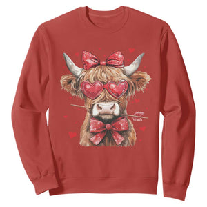 Funny Western Highland Cow Farm Valentine Sweatshirt TS11 Red Print Your Wear
