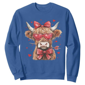 Funny Western Highland Cow Farm Valentine Sweatshirt TS11 Royal Blue Print Your Wear