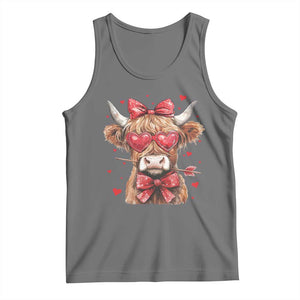 Funny Western Highland Cow Farm Valentine Tank Top TS11 Black Heather Print Your Wear