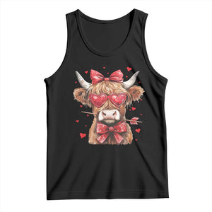 Funny Western Highland Cow Farm Valentine Tank Top TS11 Black Print Your Wear