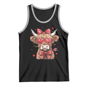 Funny Western Highland Cow Farm Valentine Tank Top TS11 Black Athletic Heather Print Your Wear