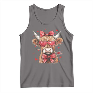 Funny Western Highland Cow Farm Valentine Tank Top TS11 Deep Heather Print Your Wear