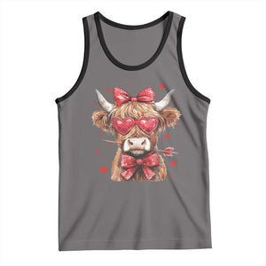 Funny Western Highland Cow Farm Valentine Tank Top TS11 Deep Heather Black Print Your Wear