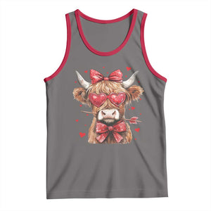 Funny Western Highland Cow Farm Valentine Tank Top TS11 Deep Heather Red Print Your Wear