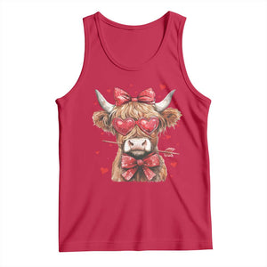 Funny Western Highland Cow Farm Valentine Tank Top TS11 Red Print Your Wear