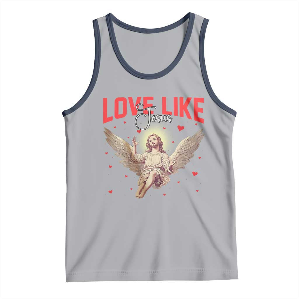 Funny Love Like Jesus Valentine's Day Tank Top Christian Religious Cupid God Bible Verses TS11 Athletic Heather Navy Print Your Wear