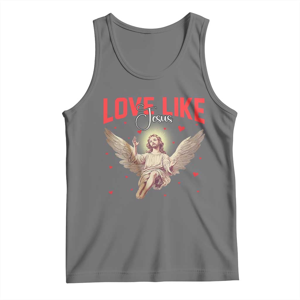 Funny Love Like Jesus Valentine's Day Tank Top Christian Religious Cupid God Bible Verses TS11 Black Heather Print Your Wear