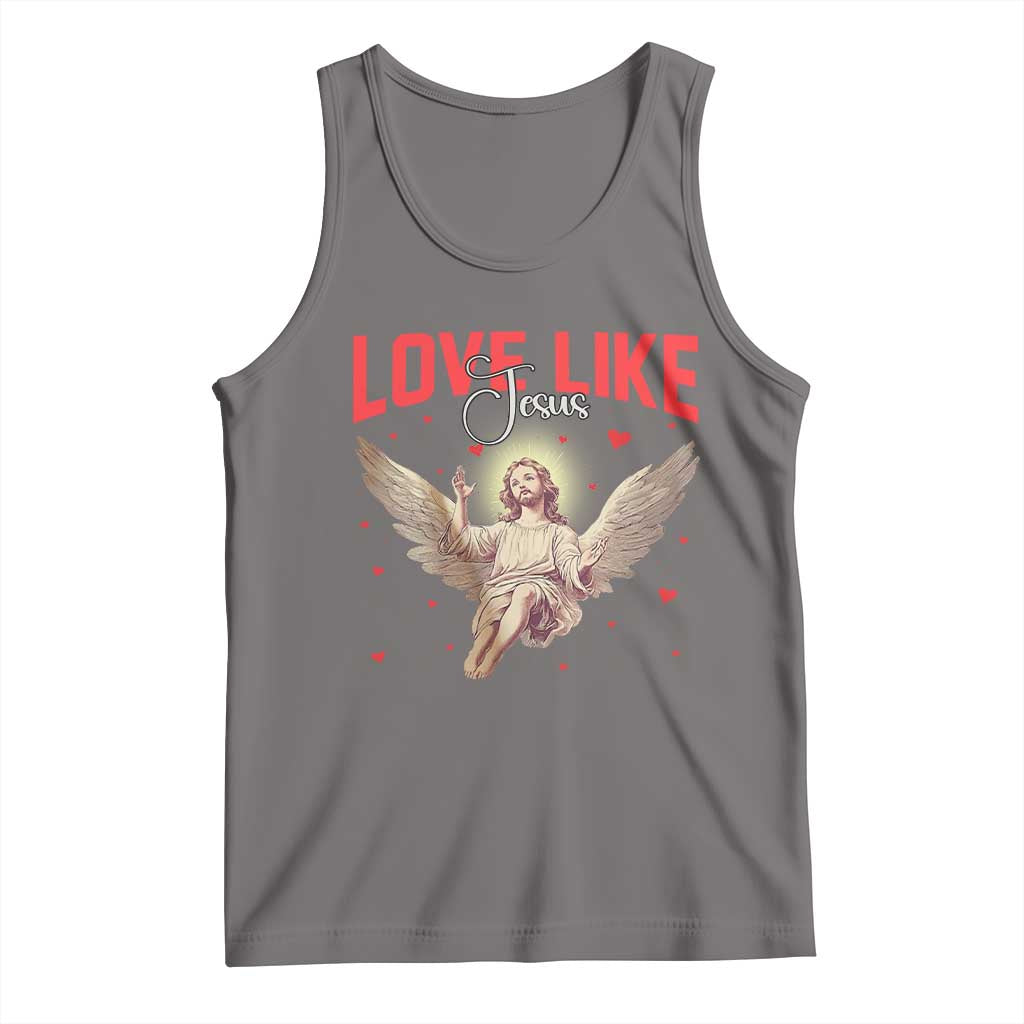 Funny Love Like Jesus Valentine's Day Tank Top Christian Religious Cupid God Bible Verses TS11 Deep Heather Print Your Wear