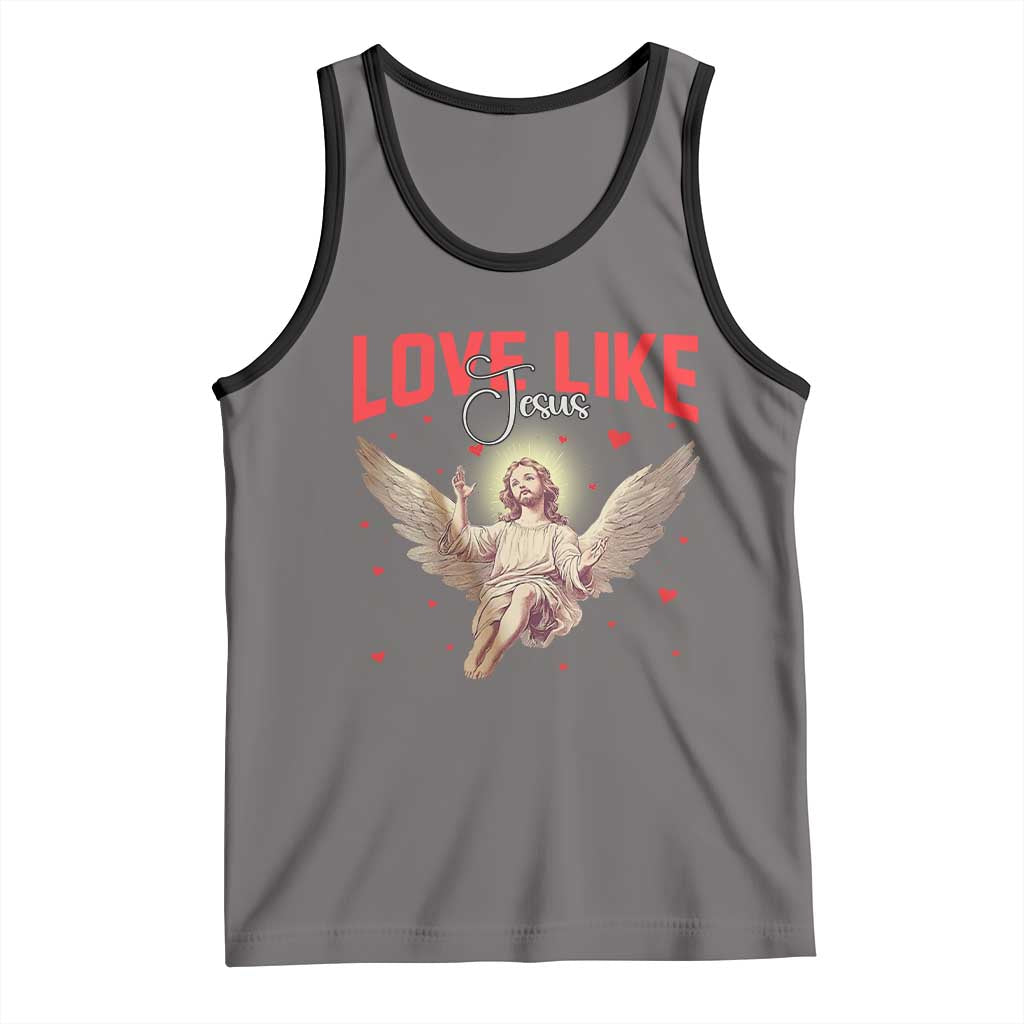 Funny Love Like Jesus Valentine's Day Tank Top Christian Religious Cupid God Bible Verses TS11 Deep Heather Black Print Your Wear