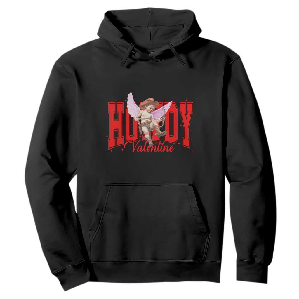 Funny Howdy Valentine Hoodie Valentine's Day Western Cowboy Cupid TS11 Black Print Your Wear