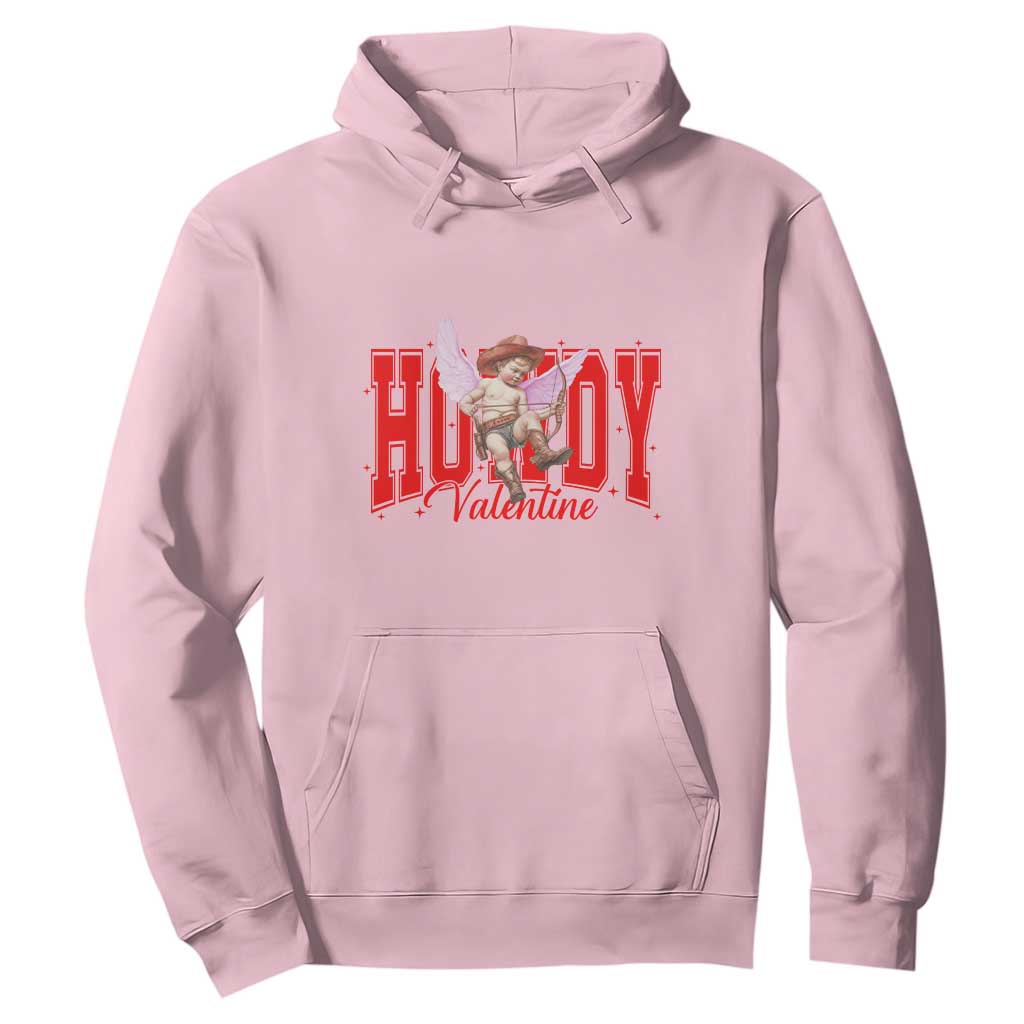 Funny Howdy Valentine Hoodie Valentine's Day Western Cowboy Cupid TS11 Light Pink Print Your Wear