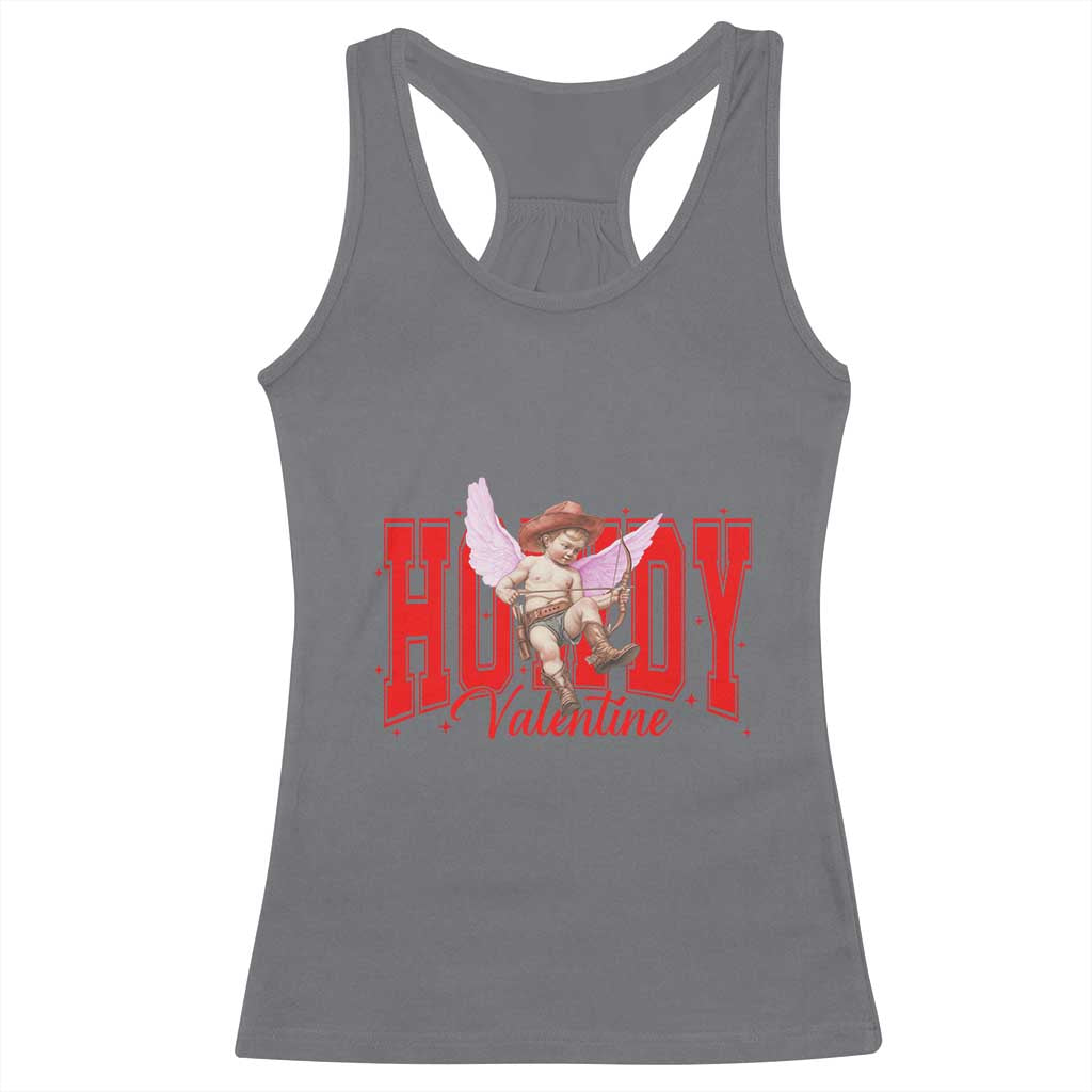 Funny Howdy Valentine Racerback Tank Top Valentine's Day Western Cowboy Cupid TS11 Charcoal Print Your Wear