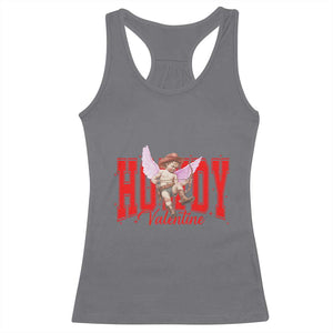 Funny Howdy Valentine Racerback Tank Top Valentine's Day Western Cowboy Cupid TS11 Charcoal Print Your Wear