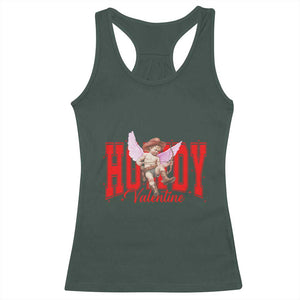 Funny Howdy Valentine Racerback Tank Top Valentine's Day Western Cowboy Cupid TS11 Dark Forest Green Print Your Wear