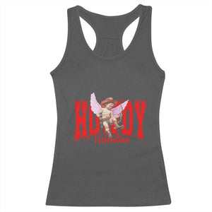 Funny Howdy Valentine Racerback Tank Top Valentine's Day Western Cowboy Cupid TS11 Dark Heather Print Your Wear
