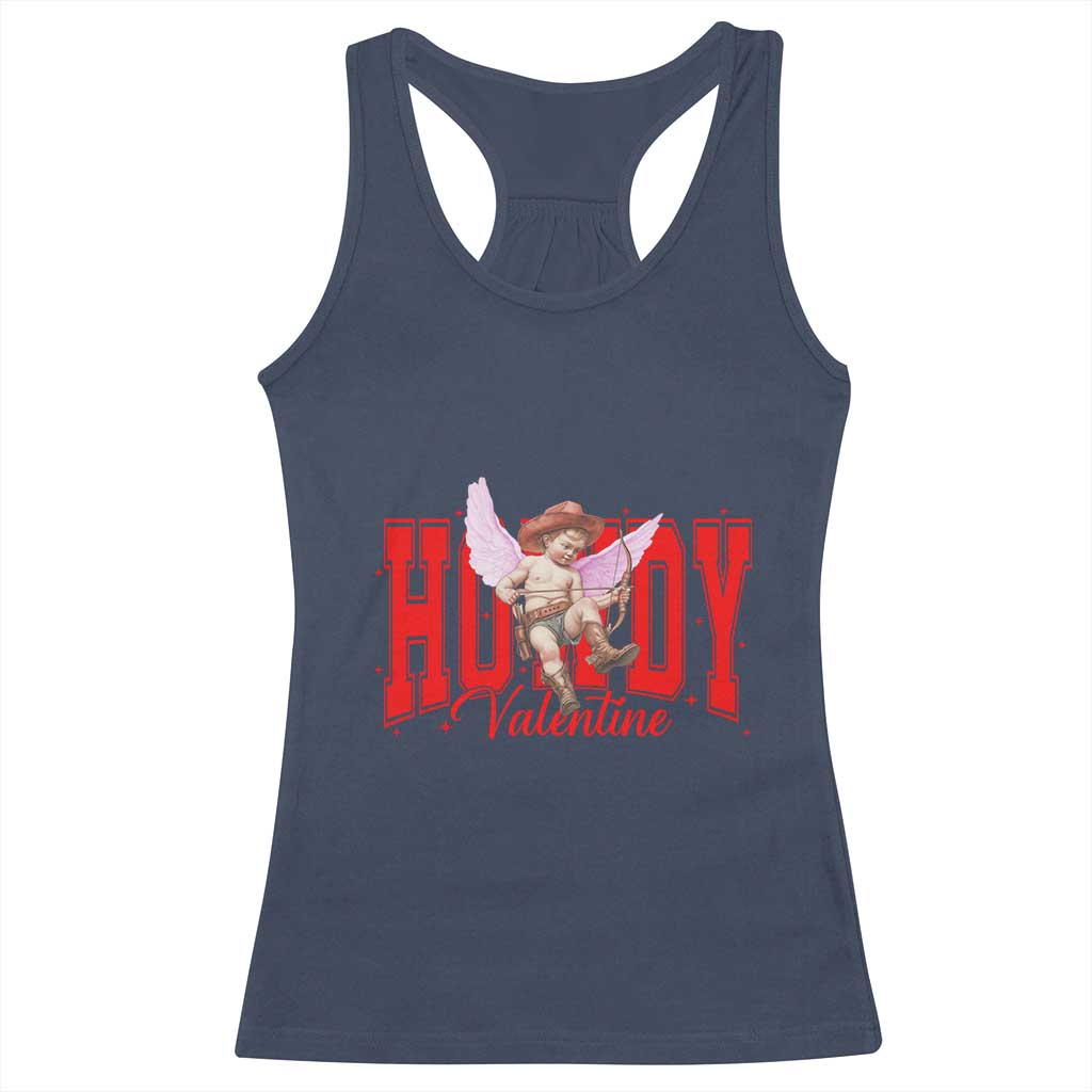 Funny Howdy Valentine Racerback Tank Top Valentine's Day Western Cowboy Cupid TS11 Navy Print Your Wear