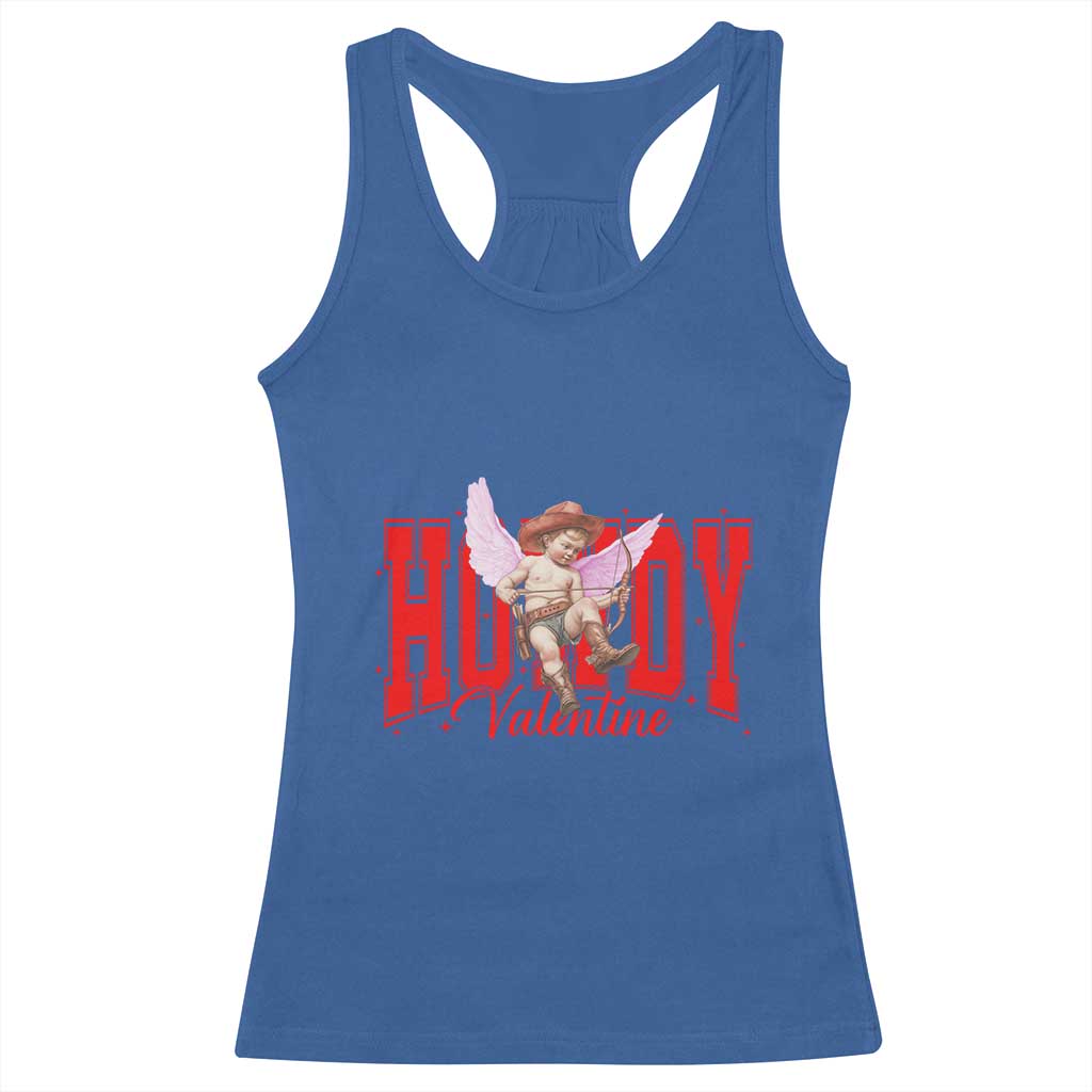 Funny Howdy Valentine Racerback Tank Top Valentine's Day Western Cowboy Cupid TS11 Royal Blue Print Your Wear