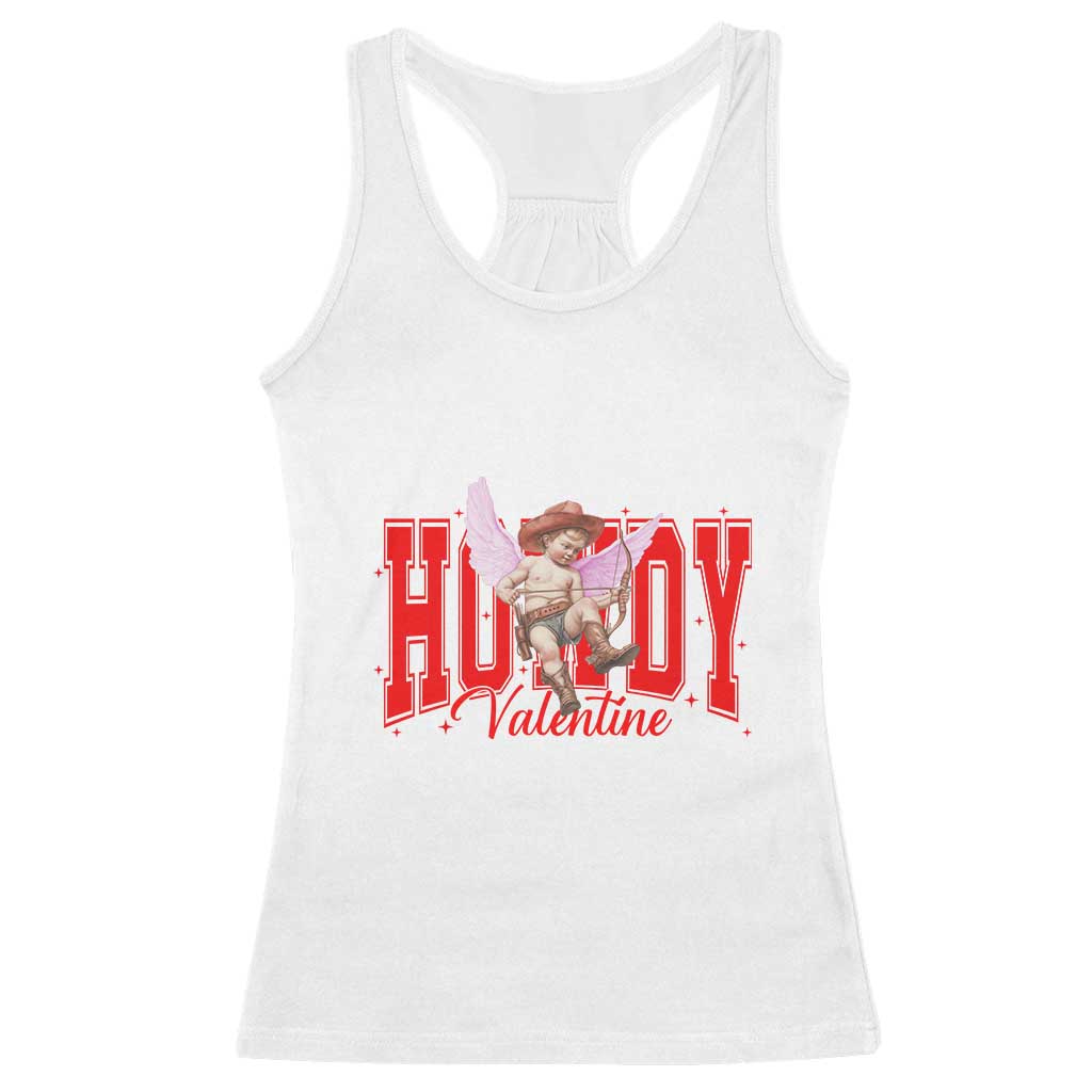 Funny Howdy Valentine Racerback Tank Top Valentine's Day Western Cowboy Cupid TS11 White Print Your Wear