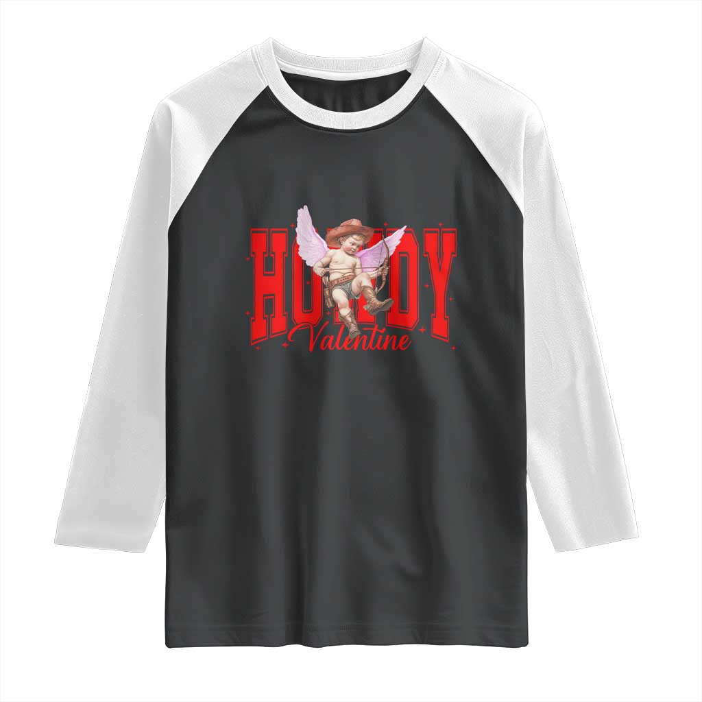 Funny Howdy Valentine Raglan Shirt Valentine's Day Western Cowboy Cupid TS11 Black White Print Your Wear