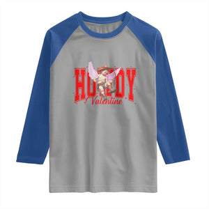 Funny Howdy Valentine Raglan Shirt Valentine's Day Western Cowboy Cupid TS11 Sport Gray Royal Print Your Wear