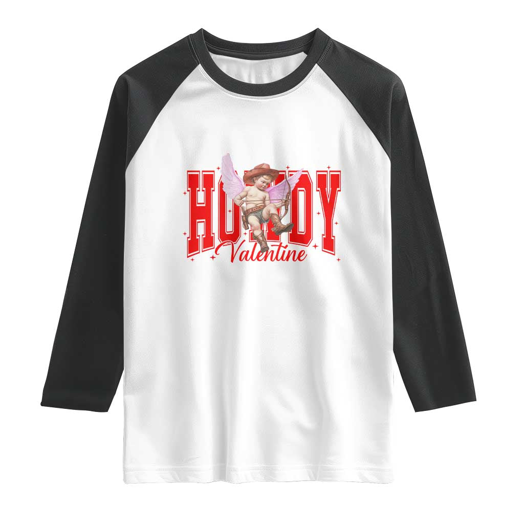 Funny Howdy Valentine Raglan Shirt Valentine's Day Western Cowboy Cupid TS11 White Black Print Your Wear