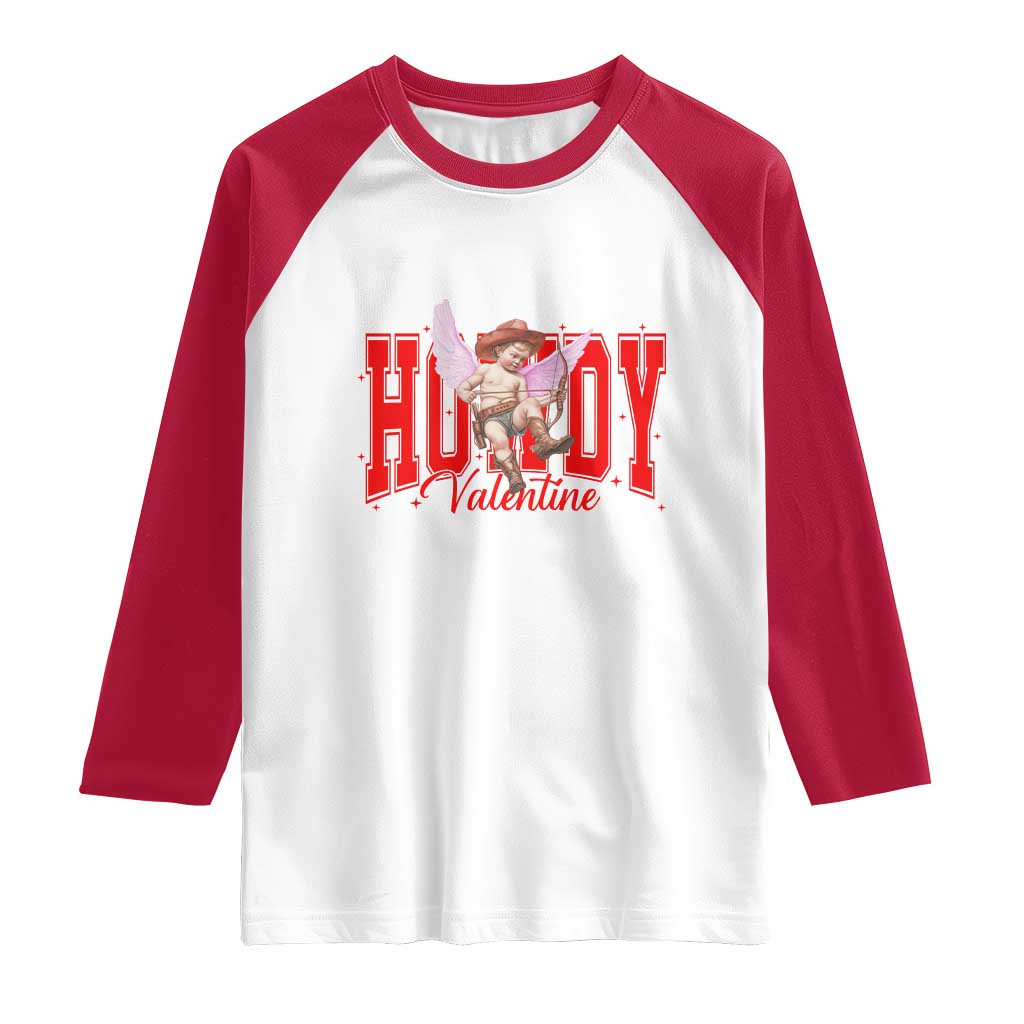 Funny Howdy Valentine Raglan Shirt Valentine's Day Western Cowboy Cupid TS11 White Red Print Your Wear