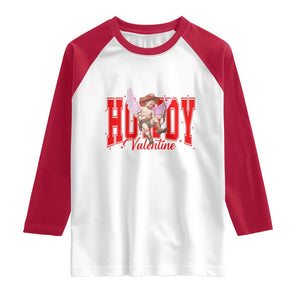 Funny Howdy Valentine Raglan Shirt Valentine's Day Western Cowboy Cupid TS11 White Red Print Your Wear