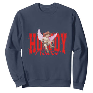 Funny Howdy Valentine Sweatshirt Valentine's Day Western Cowboy Cupid TS11 Navy Print Your Wear