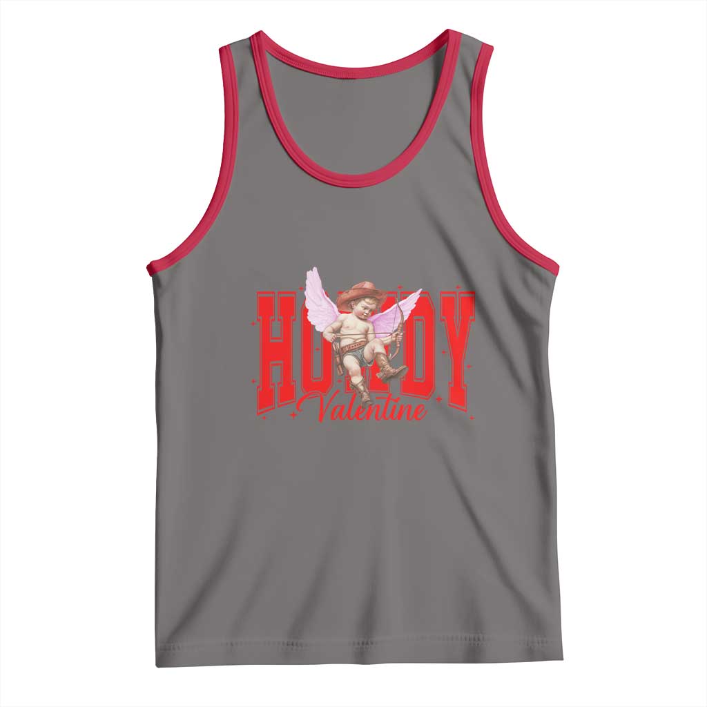 Funny Howdy Valentine Tank Top Valentine's Day Western Cowboy Cupid TS11 Deep Heather Red Print Your Wear